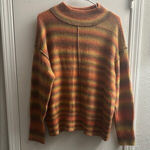 Striped Mock-Neck Autumn Sweater